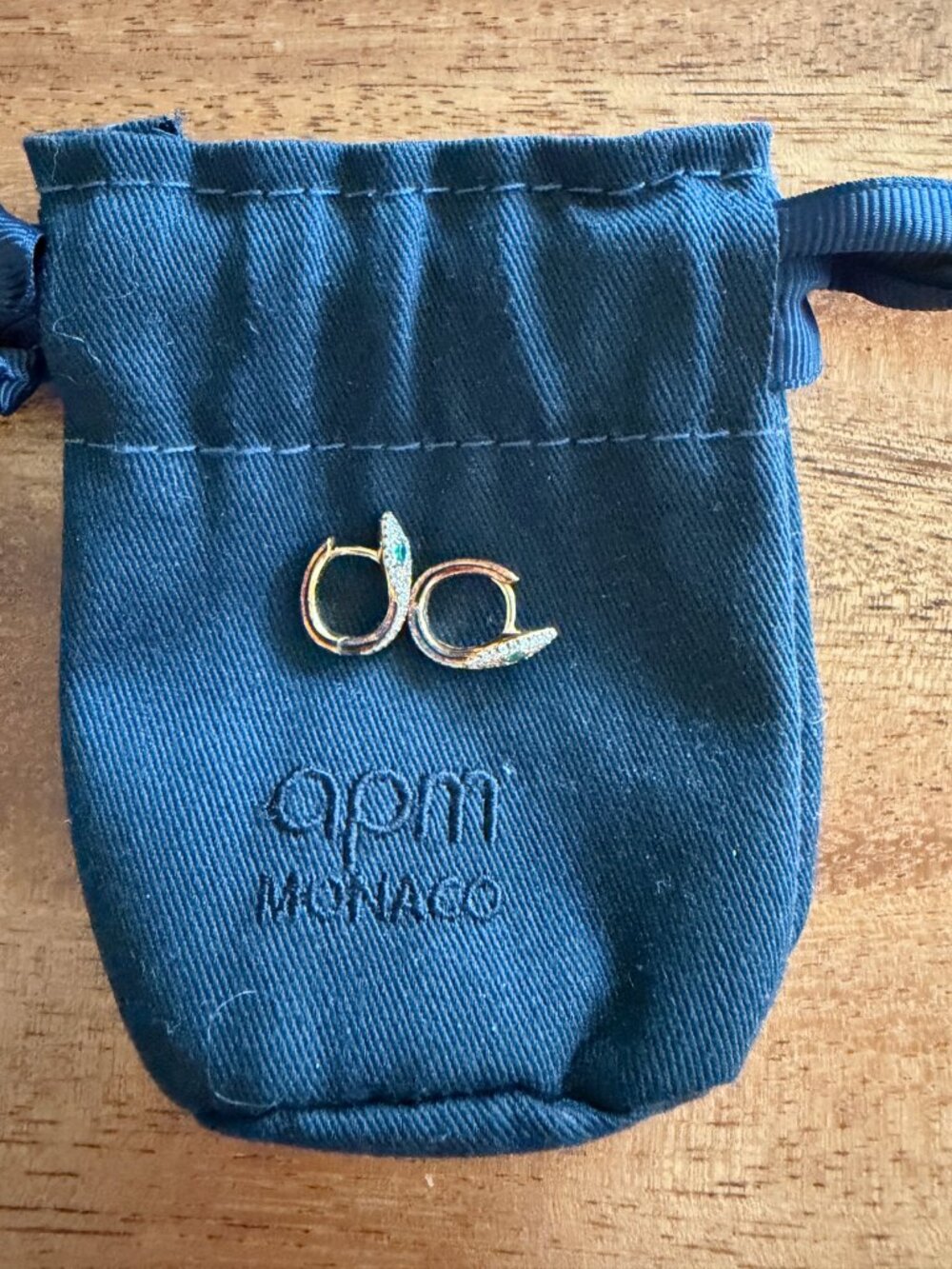 APM Monaco Snake Huggie Hoop Earrings with Pouch